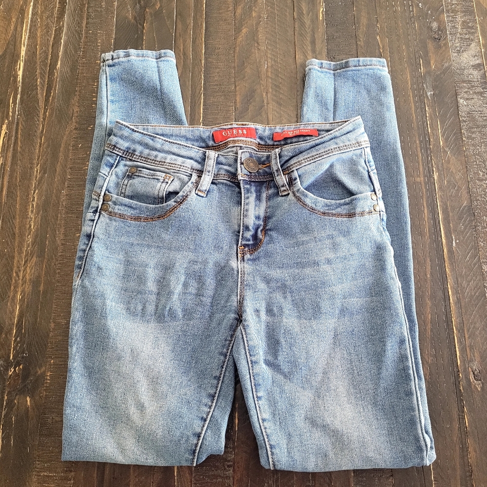 Guess Beyla Fit Curvy Mid Rise Blue Skinny Jeans Size US 25